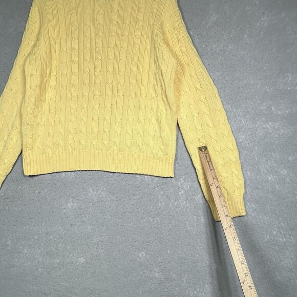 Polo Ralph Lauren Sweater Womens XL X-Large Yellow Cotton Cable Knit Crew Neck - Picture 11 of 12
